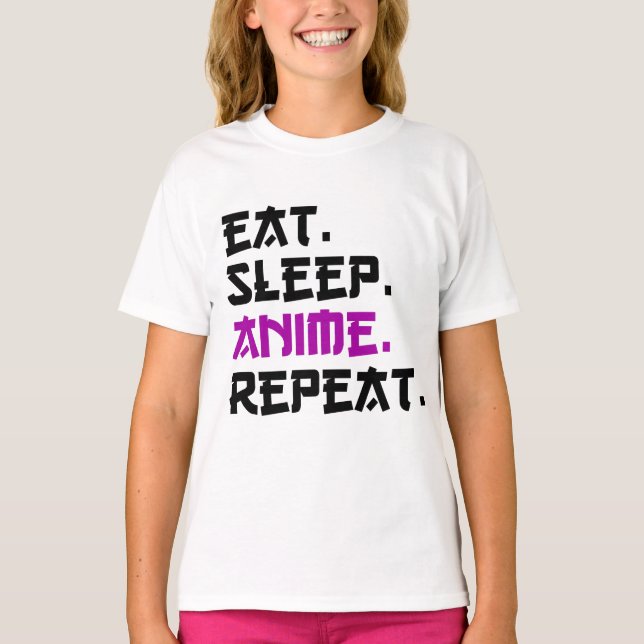 T-shirt Anime de sommeil de manger répéter (Devant)
