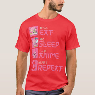 T-shirt Anime de sommeil de manger Répéter Aolotl Kawaii A