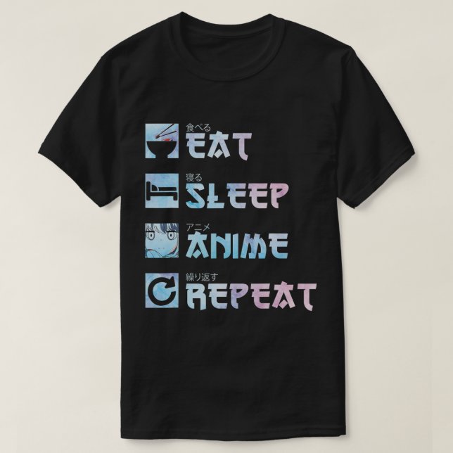 T-shirt Anime de sommeil de manger Répétition - Anime M de (Design devant)