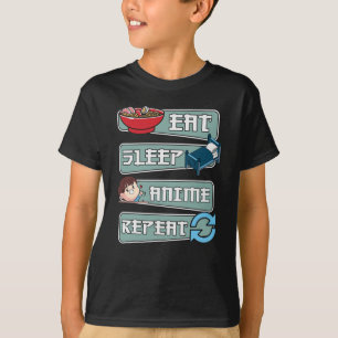 T-shirt Anime de sommeil manger répéter japonais   Kawaii 