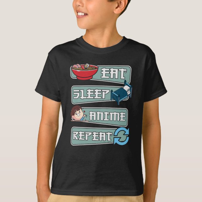 T-shirt Anime de sommeil manger répéter japonais | Kawaii  (Devant)