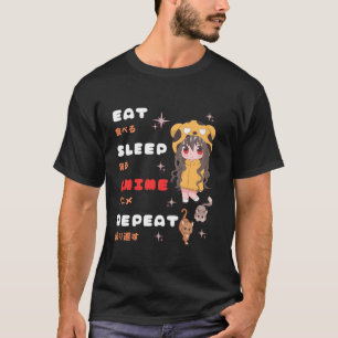 T-shirt Anime de sommeil mangez Répéter Kawaii kanji Otaku