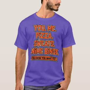 T-shirt Anime Drôle Anime Tee Pour Anime Et Pizza Avers