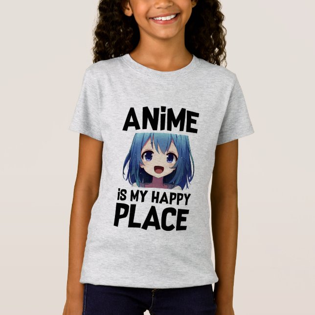 T-Shirt Anime Est Mon Heureux Lieu Filles Graphique (Devant)