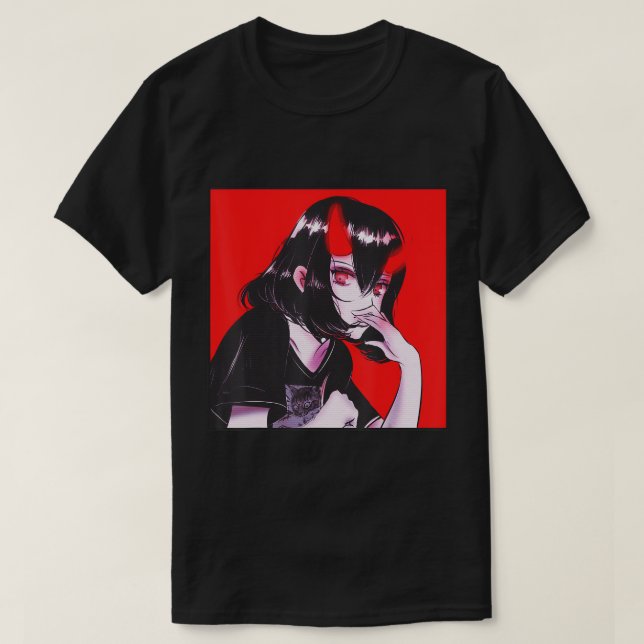 T-shirt Anime esthétique gothique démon fille Kawaii Waifu (Design devant)
