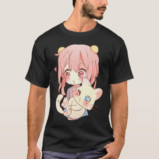 T-shirt Anime Et Chats Amoureux Pour Le Manga Kawaii Otaku