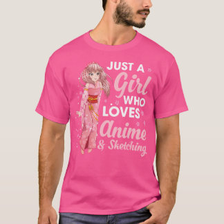 T-shirt Anime Et Sketch Une Fille Qui Aime Anime Et Croqui