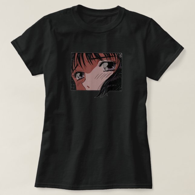 T-shirt Anime Eyes Girl Japan Indie Aesthetic Japanese (Design devant)