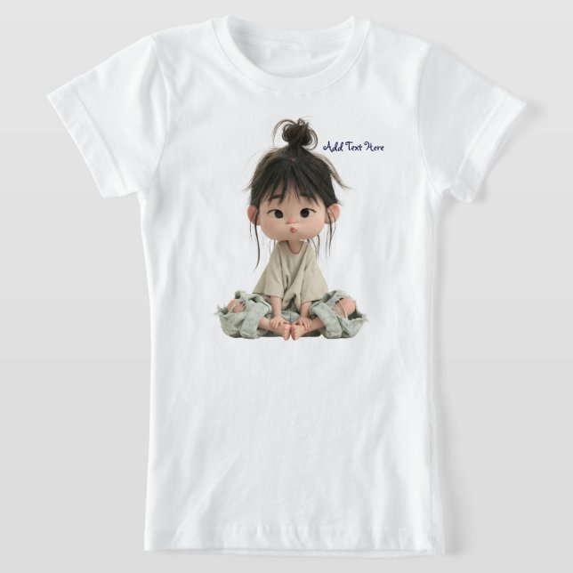 T-shirt Anime Fille avec Chignon Décoiffé Adorable (Poser)