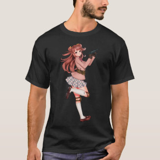 T-shirt Anime fille avec cool de conception de pistolet