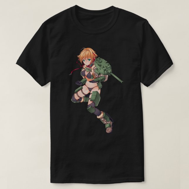 T-shirt Anime fille avec cool de conception de pistolet (Design devant)