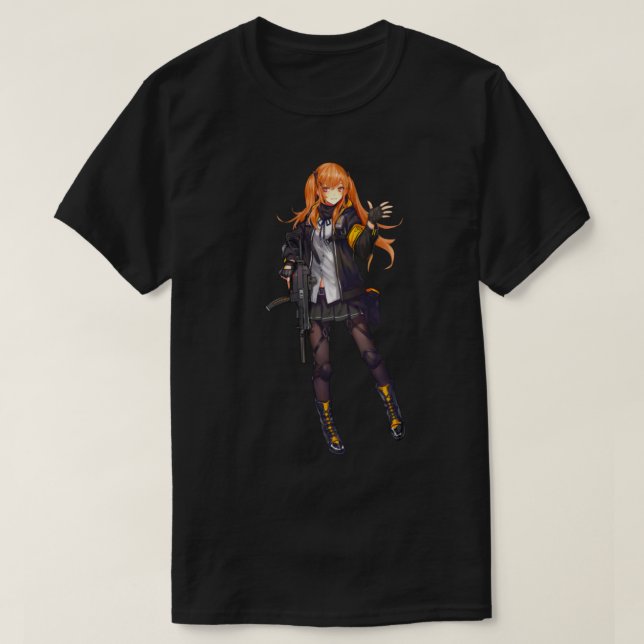 T-shirt Anime fille avec cool de conception de pistolet (Design devant)