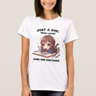 T-shirt anime fille juste une fille qui aime anime et sket