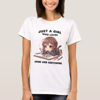 T-shirt anime fille juste une fille qui aime anime et sket