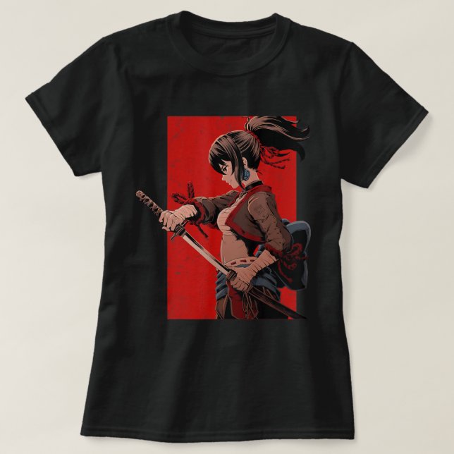 T-shirt Anime filles Ados Samurai Waifu japonais Otaku Kaw (Design devant)