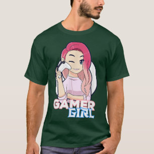 T-shirt Anime Gamer Cute Girl Gaming Kawaii 