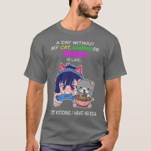 T-shirt Anime Gaming Amoureux des chats Ramen Noodles Vidé