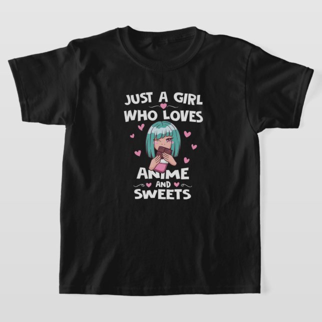 T-shirt Anime Girl aime les sucreries Japon Kawaii Manga A (Poser)