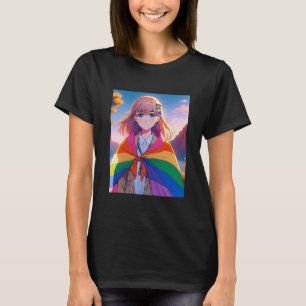 T-shirt Anime Girl avec LGBTQIA+ Cape