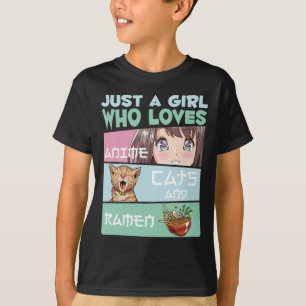T-shirt Anime Girl Chat et Ramen accros aux nouilles japon