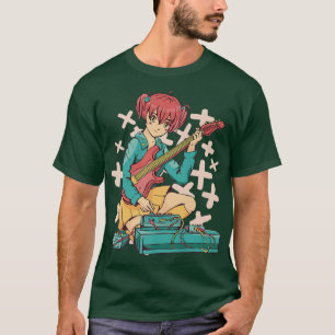 T-shirt Anime Girl Electric Guitare Cute Kawaii Japonais M