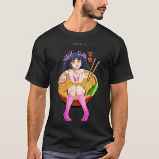 T-shirt Anime Girl Japanese - Send Noods Ramen Noodle Bowl