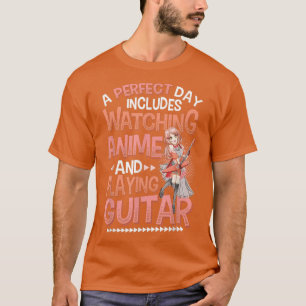 T-shirt Anime Girl Jouant Guitare Regardant Anime Et Playi