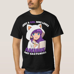 T-shirt Anime Girl Just A Girl Qui Aime Anime Et Sketchi