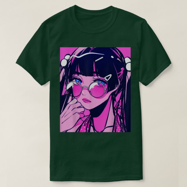 T-shirt Anime Girl Kawaii Waifu Pink Aesthetic Japanese Ot (Design devant)