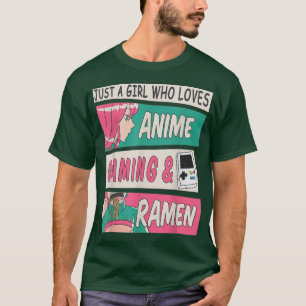 T-shirt Anime Girl Loves Gaming Ramen Cuisine japonaise et