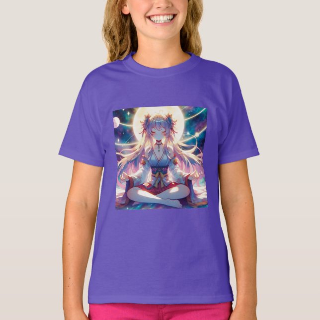 T-shirt Anime Girl Méditant Spirituel (Devant)
