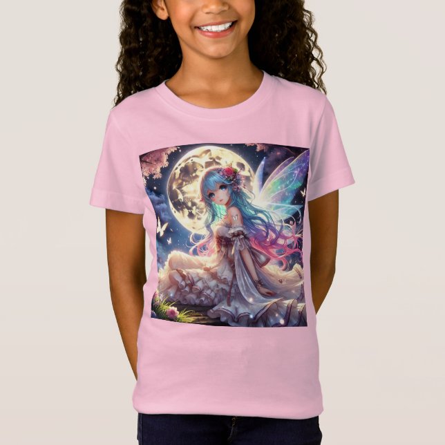 T-Shirt Anime Girl Moon Fairy Princesse dans le jardin (Devant)