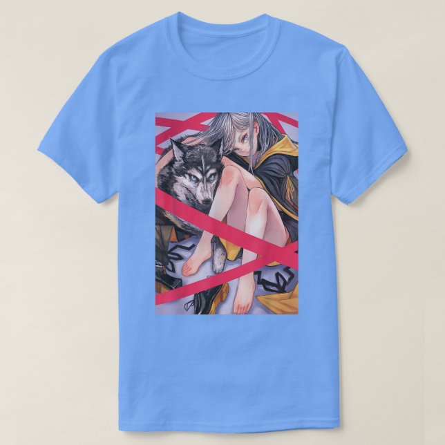 T-shirt Anime Girl Waifu Wolf Esthétique japonais Otaku (Design devant)