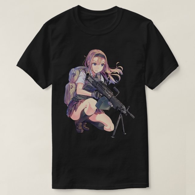 T-shirt Anime girl with gun                 (Design devant)