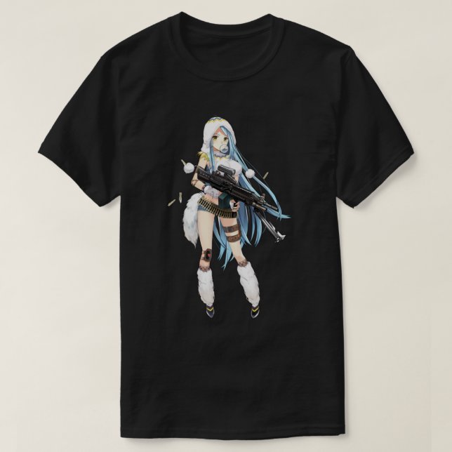 T-shirt Anime Girl With Gun (Design devant)