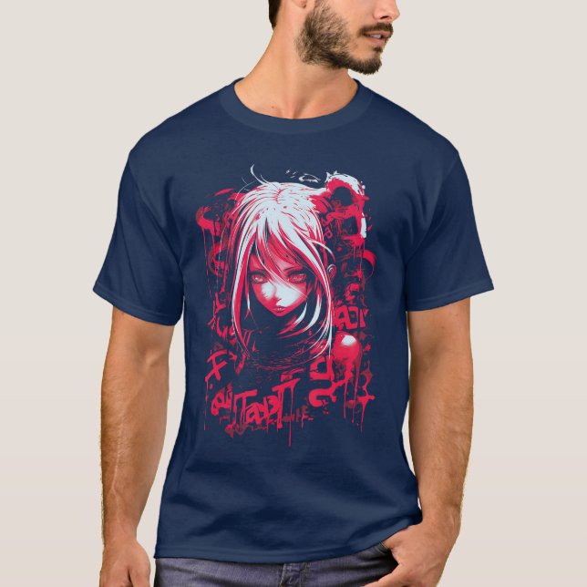 T-shirt Anime Goth Girl Japanese Aesthetic Grunge Horror g (Devant)