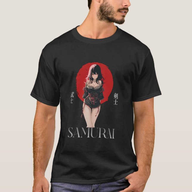 T-shirt Anime Grunge Waifu Samurai Emo Japanese Anime Girl (Devant)
