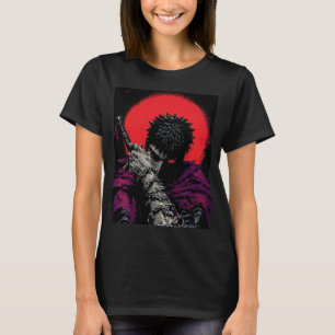 T-shirt Anime Guerrier Épée Lune Rouge Art Hug
