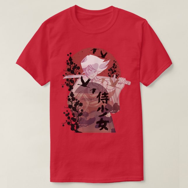 T-shirt Anime guerrière Samurai fille  (Design devant)