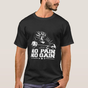 T-shirt Anime Gym No Pain No Gain Weighlifting Training P