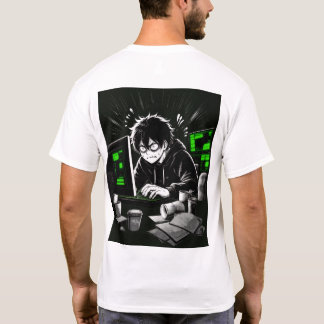T-shirt Anime Hacker Joueur Cyberpunk Ordinateur Bureau Ae