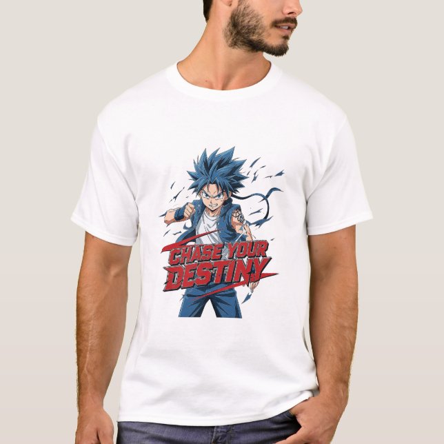 T-shirt Anime Hero "Chase Your Destiny" Graphic (Devant)
