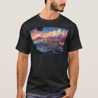 T-shirt Anime Honolulu A Vibrant Anime Inspired Skyline gi