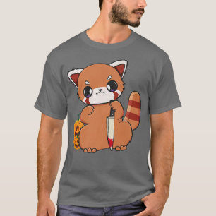 T-shirt Anime Horreur Halloween Panda Rouge Sorcière Cute