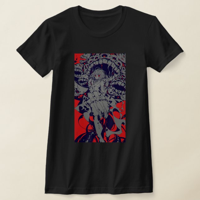 T-shirt Anime Horror Aesthetic Scary Creepy Girl Japanese  (Poser)