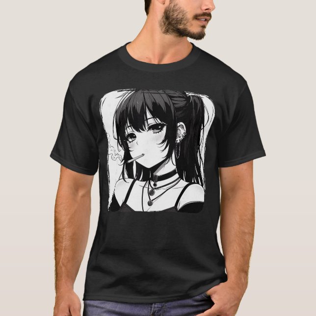 T-shirt Anime Horror Girl Aesthetic Grunge Waifu Japanese  (Devant)