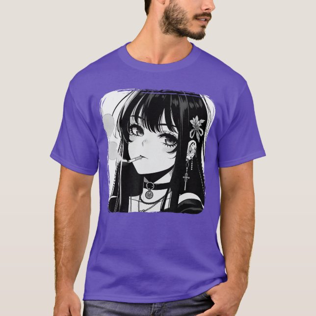 T-shirt Anime Horror Girl Aesthetic Grunge Waifu Japanese  (Devant)