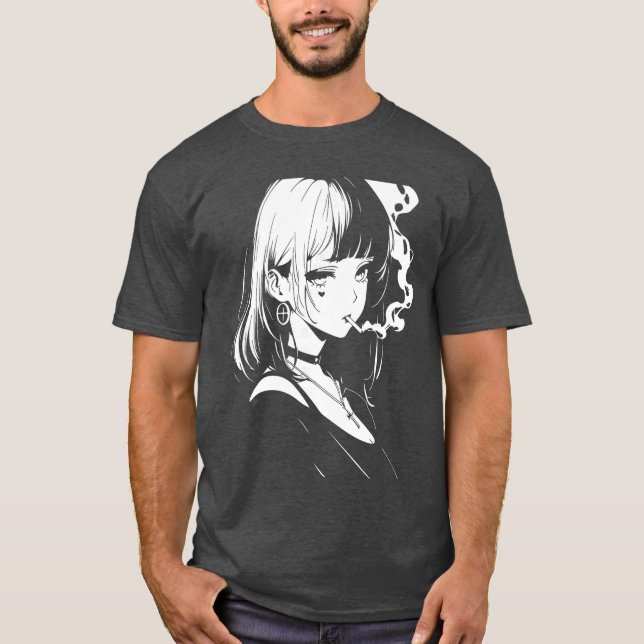 T-shirt Anime Horror Girl Aesthetic Soft Grunge Waifu Japa (Devant)