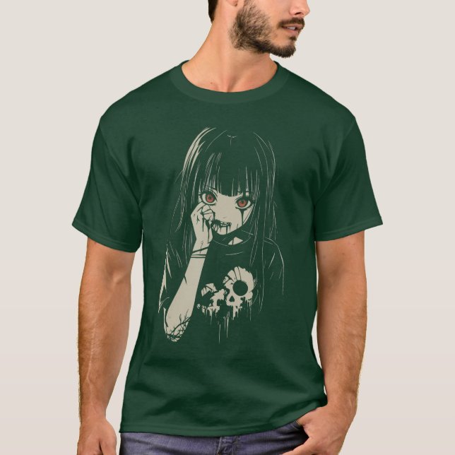 T-shirt Anime Horror Girl Aesthetic Soft Grunge Waifu Japa (Devant)