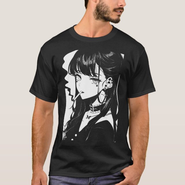 T-shirt Anime Horror Girl Aesthétique Soft Grunge Waifu Ja (Devant)